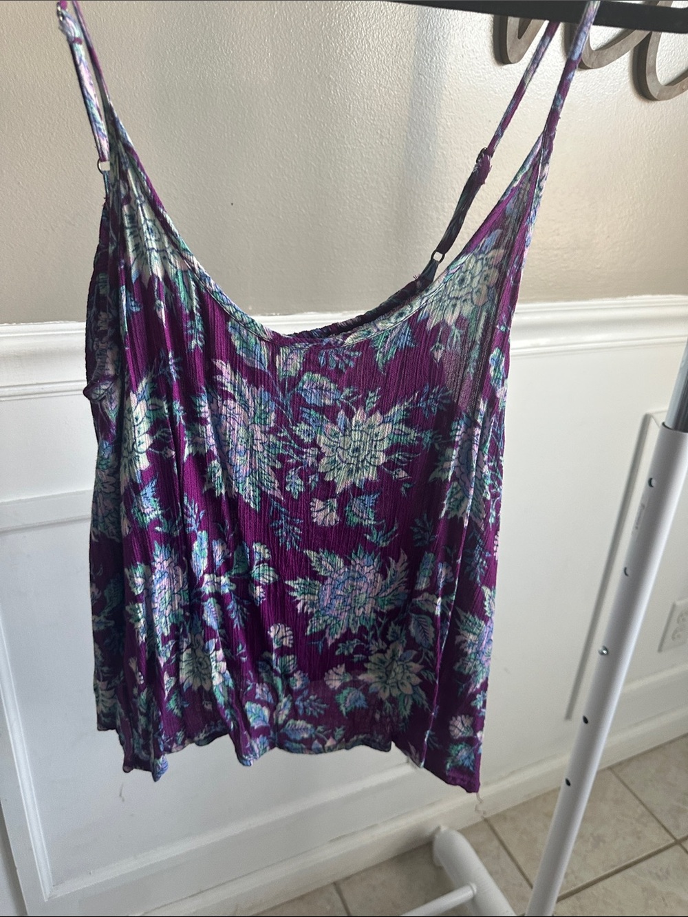 Billabong Purple Floral Spaghetti Strap Cami